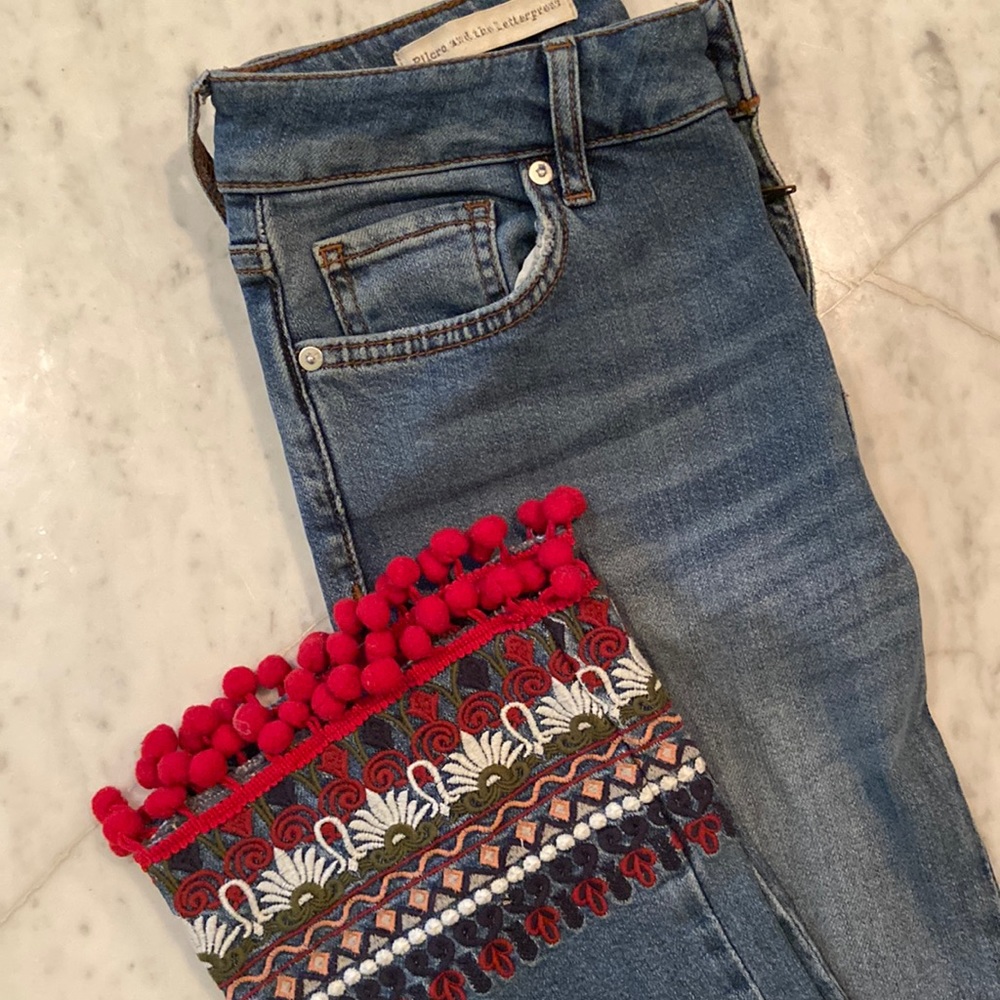 •ANTHROPOLOGIE• pilcro and the letterpress embellished denim - Picture 2 of 8